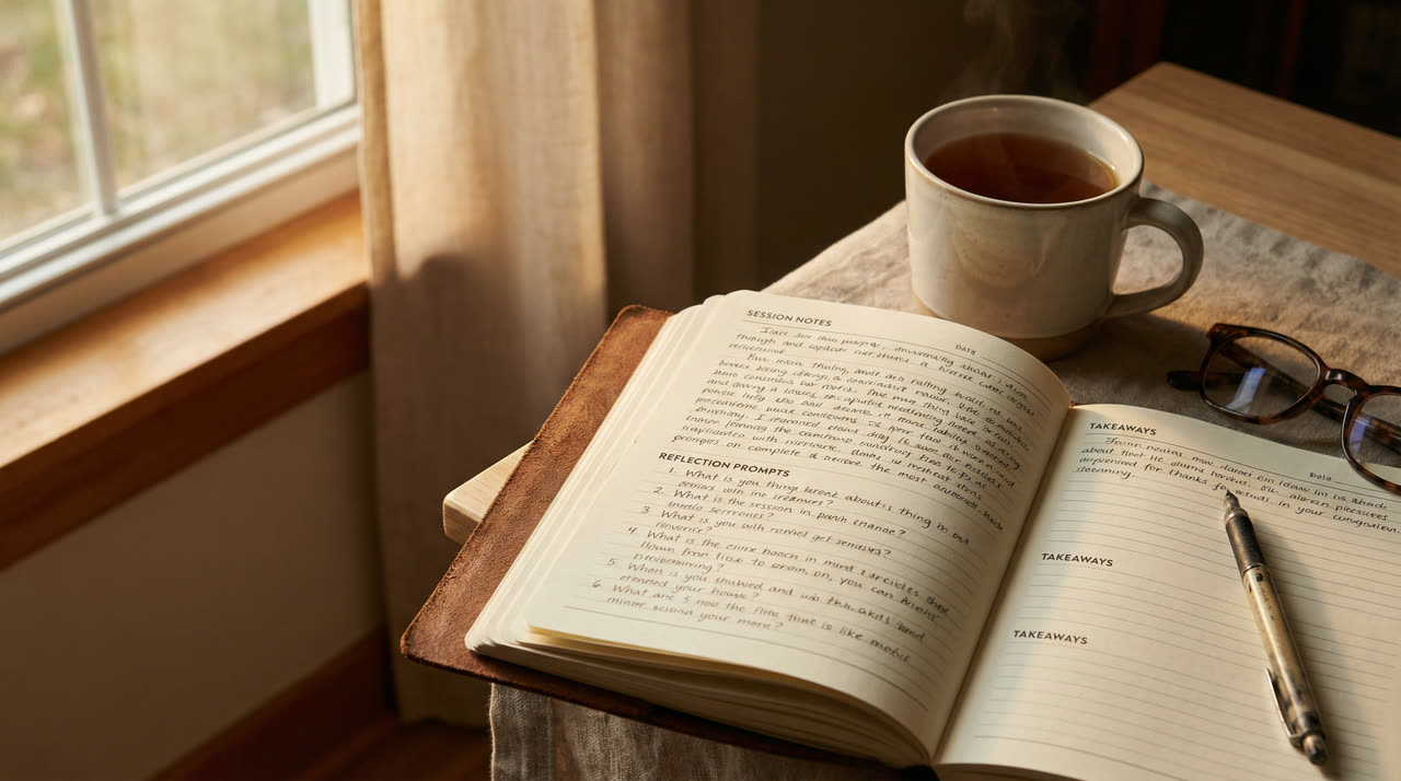 Post-session reflection workspace with coaching quality feedback